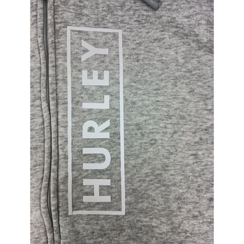 Men's Hurley Reflective Logo Full-Zip Fleece Hoodie Gray Size L - Picture 5 of 9